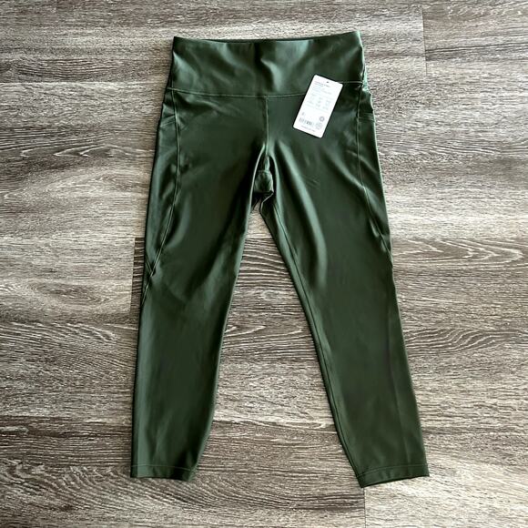NWT Athleta Interval Stash High Rise 7/8 Leggings Aspen Olive Size Large Pocket - Picture 15 of 16